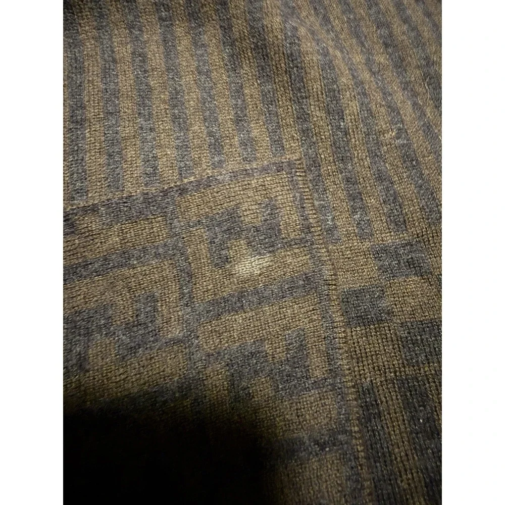 Fendi Merino Wool Vintage Brown Scarf Made In Italy Monogram Old Money